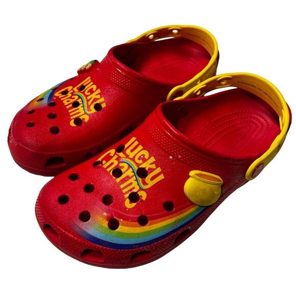 Crocs Classic Lucky Charms Limited Edition Red Slip On Clogs Men Size 9 - Picture 1 of 12